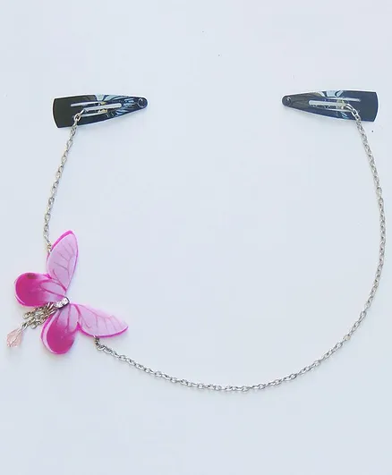 Lime By Manika Butterfly Crown Chain Clip - Silver Pink