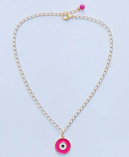 Lime By Manika Evil Eye Necklace - Pink Golden