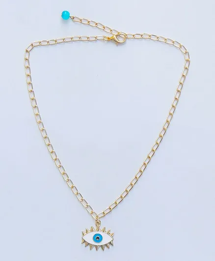 Lime By Manika Evil Eye Necklace - White Golden