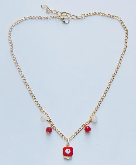 Lime By Manika Evil Eye Neck Chain - Red Golden