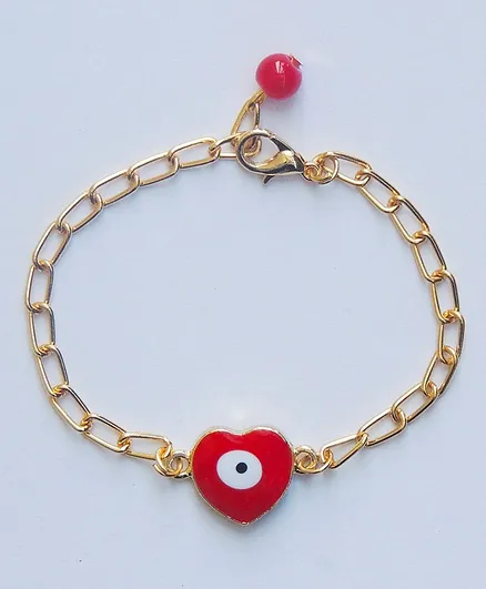 Lime By Manika Heart Evil Eye Bracelet - Red Golden