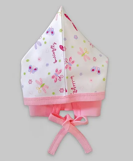 Child World Cap With Knot Butterfly Print Pink - Diameter 9 cm