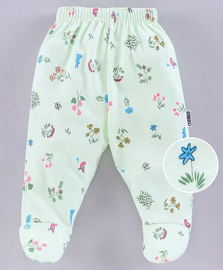 Child World Full Length Bootie Leggings Floral Print - Green