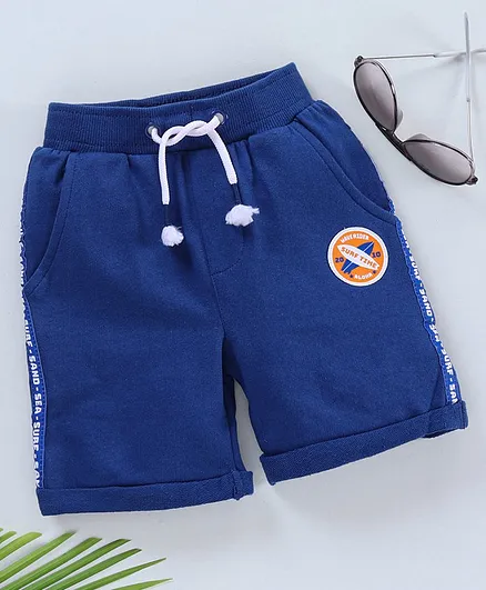 Babyhug Cotton Shorts HD Surfing Print - Blue