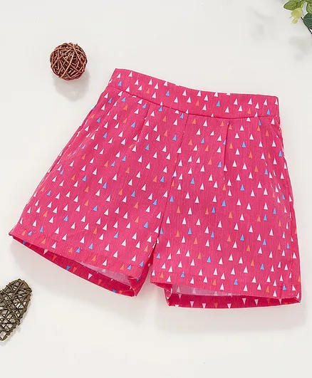 Kookie Kids Shorts Geometric Print - Fuchsia