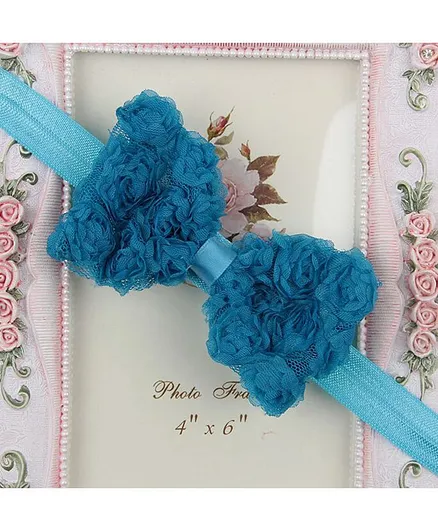 Bhoomi Collection Rose Flowers Bow Headband - Blue