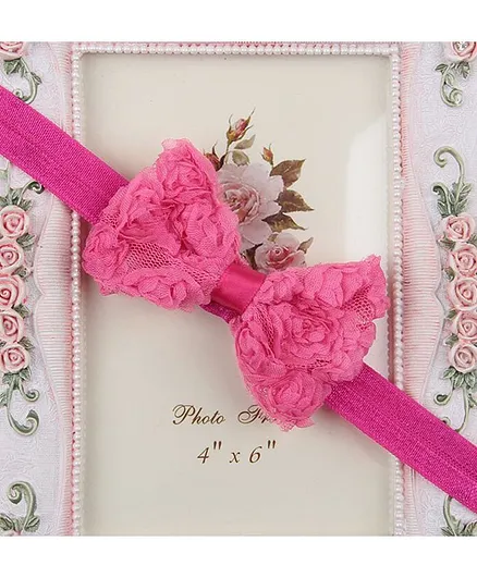 Bhoomi Collection Rose Flowers Bow Headband - Dark Pink