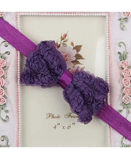Bhoomi Collection Rose Flowers Bow Headband - Dark Purple