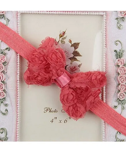 Bhoomi Collection Rose Flowers Bow Headband - Peach