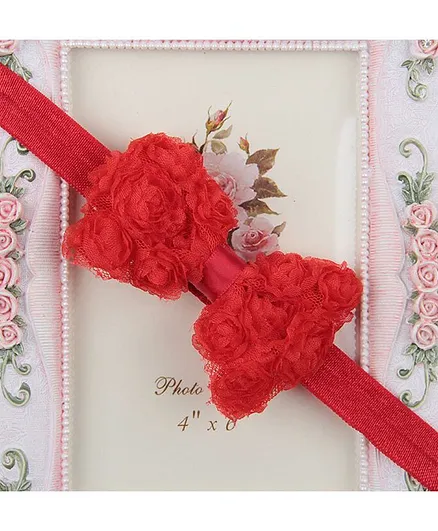Bhoomi Collection Rose Flowers Bow Headband - Red