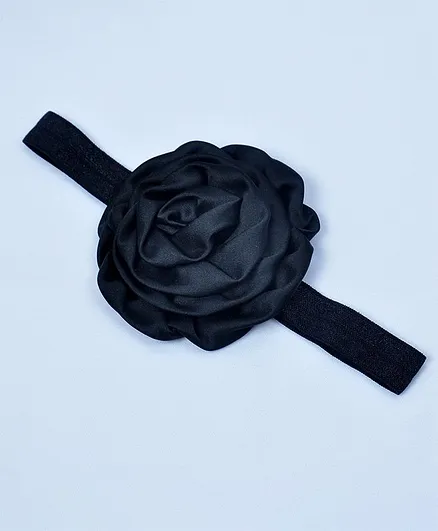 Bhoomi Collection Rolled Rose Flower Headband - Black