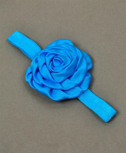 Bhoomi Collection Rolled Rose Flower Headband - Sky Blue