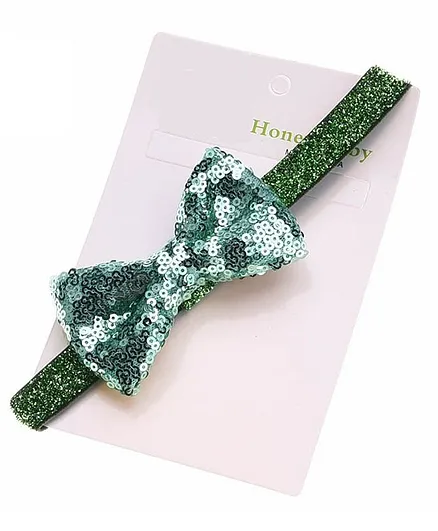 Bhoomi Collection Glitter Sequin Bow Headband - Green