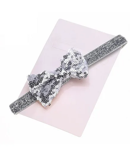 Bhoomi Collection Glitter Sequin Bow Headband - Silver