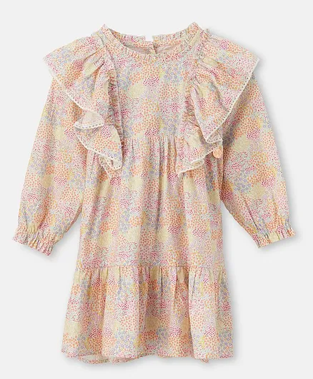 Angel & Rocket Full Sleeves Ditsy Floral Print Dress - Multi Colour