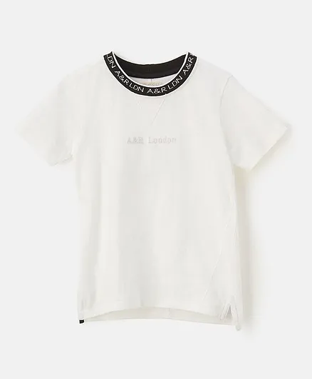 Angel & Rocket Half Sleeves Solid T-Shirt - White