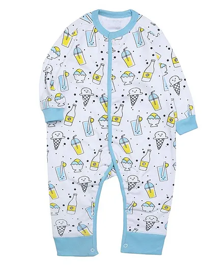 The Mom Store Full Sleeves Smoothie Print Romper - Light Blue