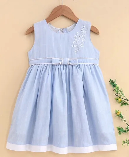 Rassha Sleeveless Floral Design Dress - Light Blue