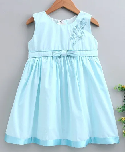 Rassha Sleeveless Floral Design Dress - Blue