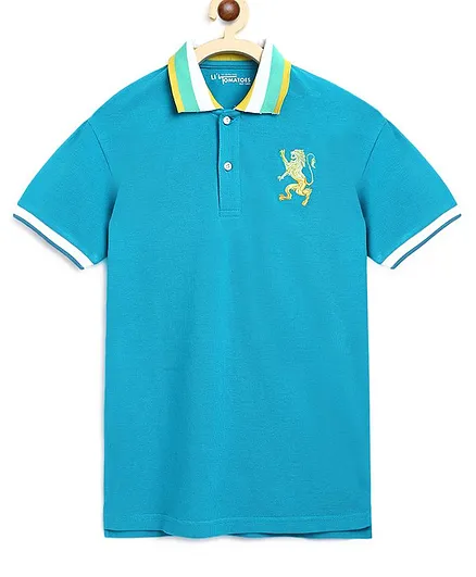 Li'L tomatoes Half Sleeves Solid T-Shirt With A Surprise Gift - Blue