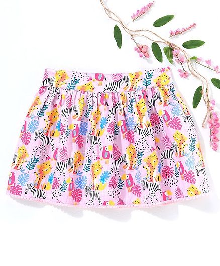 Ed-a-Mamma Jungle Printed Gathered Skirt - Pink