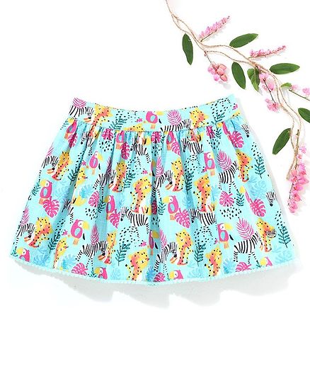 Ed-a-Mamma Jungle Printed Gathered Skirt - Blue