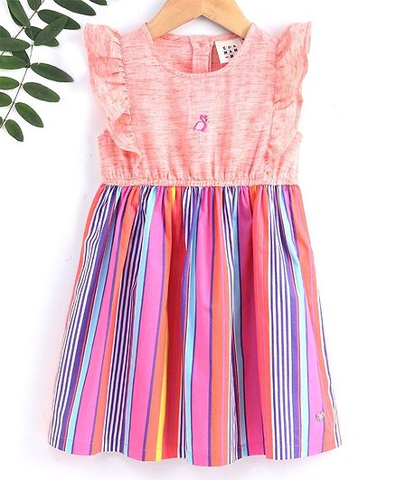 Ed-a-Mamma Sleeveless Striped Dress - Orange