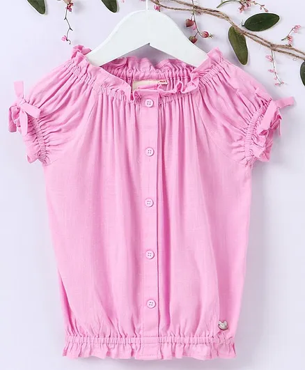 Ed-a-Mamma Cap Sleeves Frill Detailed Top - Pink