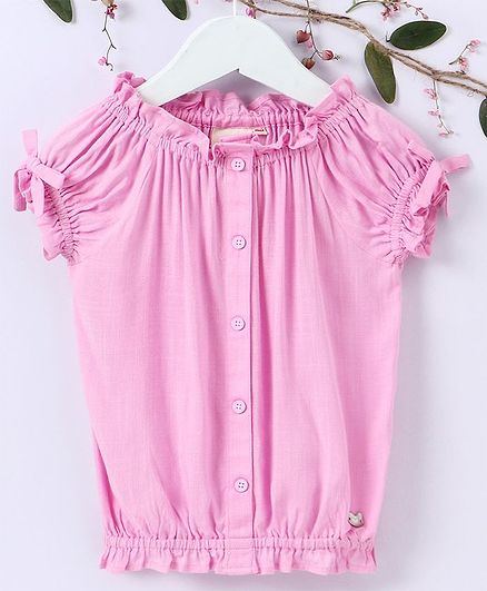 Ed-a-Mamma Cap Sleeves Frill Detailed Top - Pink