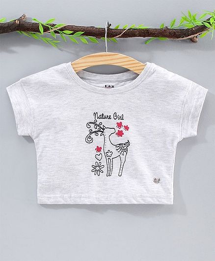 Ed-a-Mamma Short Sleeves Reindeer Print Tee - Grey
