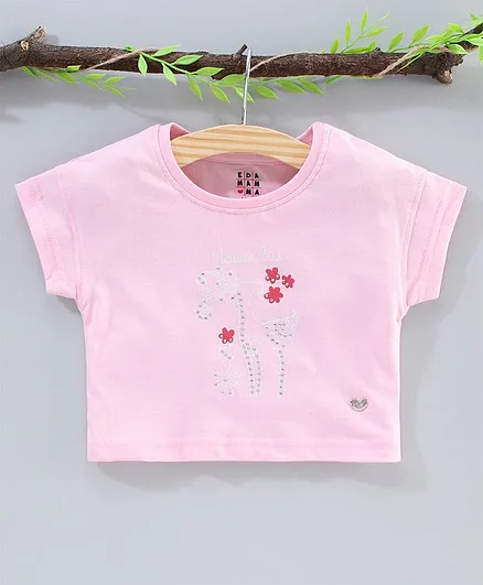 Ed-a-Mamma Cap Sleeves Animal Print Tee - Pink
