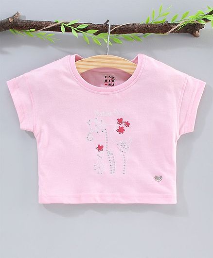 Ed-a-Mamma Cap Sleeves Animal Print Tee - Pink