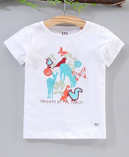 Ed-a-Mamma Short Sleeves Friends Of The Forest Print Tee - White