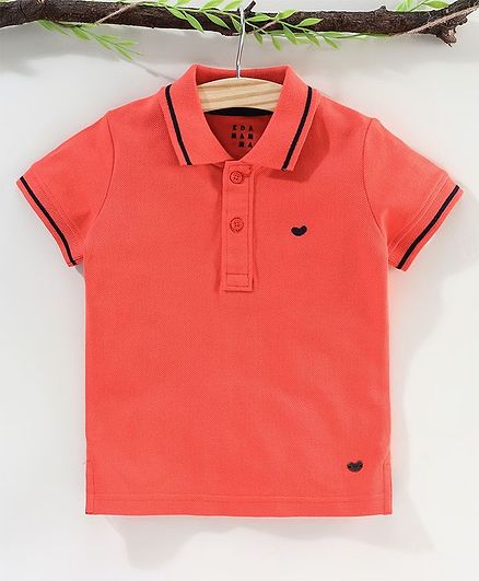 Ed-a-Mamma Half Sleeves Solid Polo Tee - Orange