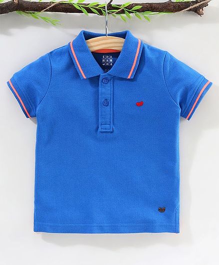 Ed-a-Mamma Half Sleeves Solid Polo Tee - Royal Blue