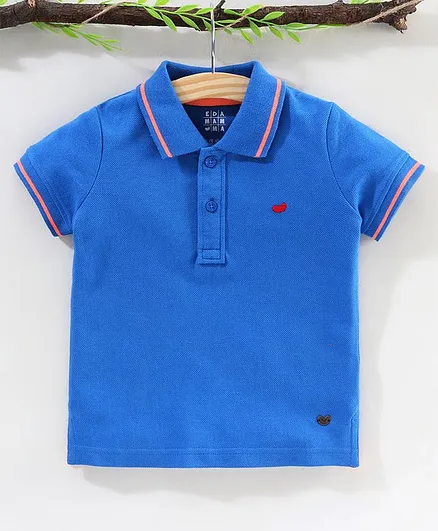 Ed-a-Mamma Half Sleeves Solid Polo Tee - Royal Blue