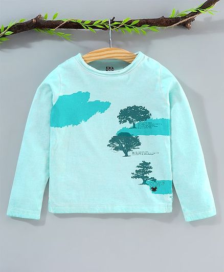 Ed-a-Mamma Full Sleeves Trees Print Tee - Blue