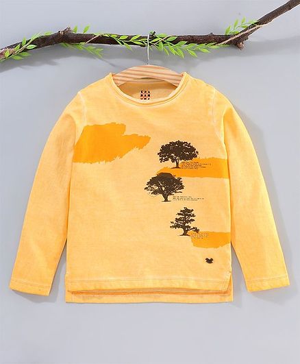 Ed-a-Mamma Full Sleeves Trees Print Tee - Yellow