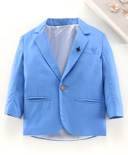 Rikidoos Full Sleeves Solid Colour Blazer - Blue