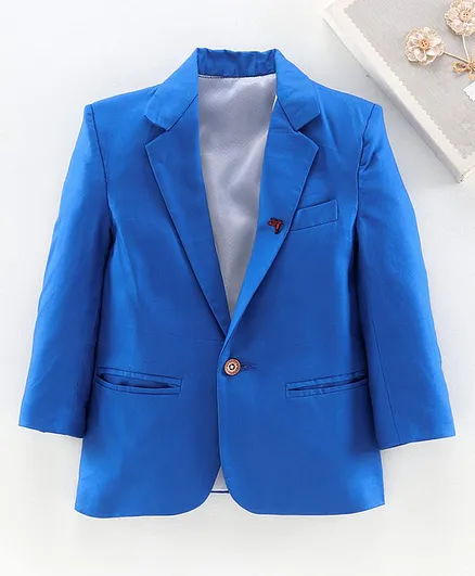 Rikidoos Full Sleeves Solid Colour Blazer - Royal Blue