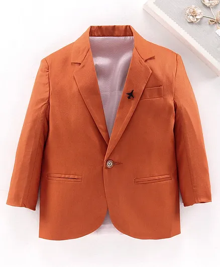 Rikidoos Full Sleeves Solid Colour Blazer - Brown
