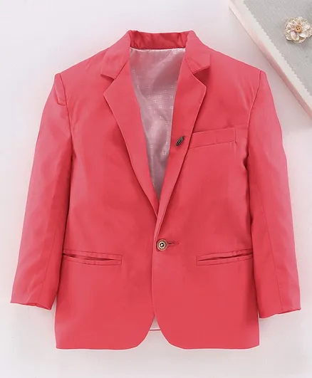 Rikidoos Full Sleeves Solid Colour Blazer - Red