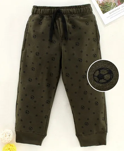 Rikidoos Full Length Foot Ball Printed Track Pant - Green