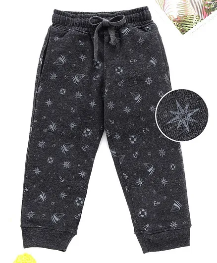 Rikidoos Full Length Boat Printed Track Pant - Grey