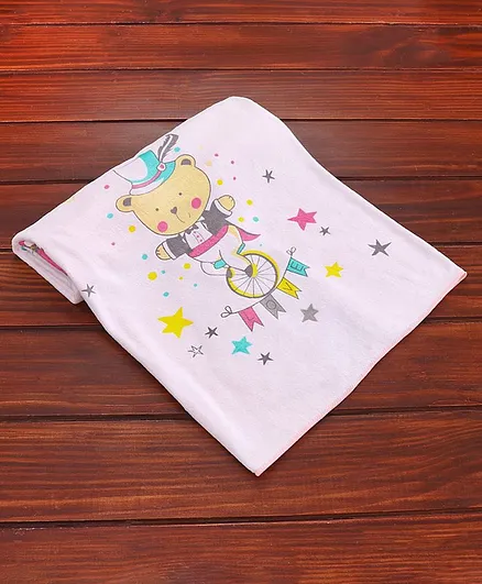 Mee Mee Baby Towel Bear Print - Light Pink