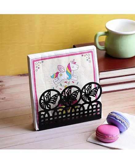 A Vintage Affair Butterfly Garden Napkin Organizer - Black