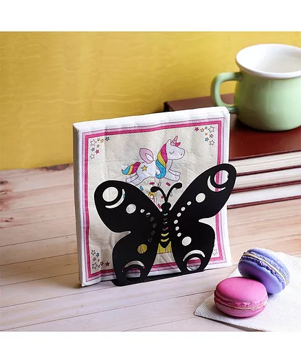 A Vintage Affair Blooming Butterfly Napkin Organizer - Black