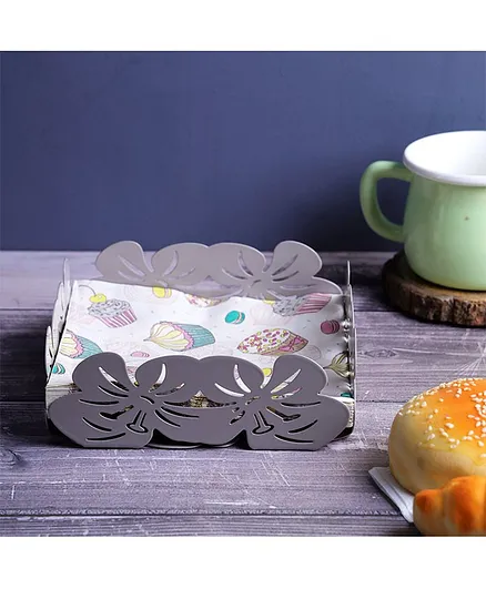 A Vintage Affair Designer Square Floral Napkin Holder - Grey