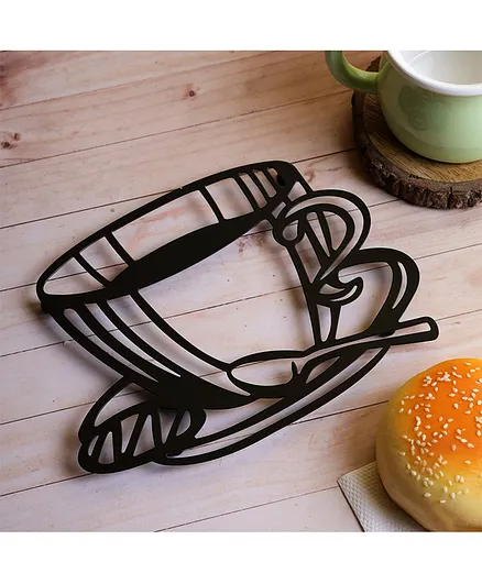 A Vintage Affair Tea Cup Pattern Hot Plate Stand - Black