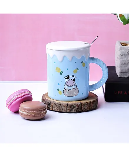 A Vintage Affair The Cute Cow Mug Pineapple Print Blue - 340 ml